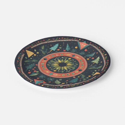 Weihnachtsbaumkunst Pappteller (Schrägansicht)