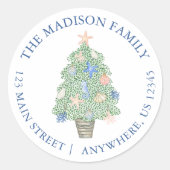 Weihnachtsbaumküste Rücksendeadresse Runder Aufkleber (Vorderseite)