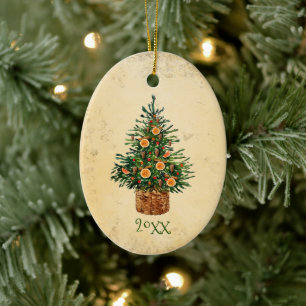 Weihnachtsbaumland Traditionelles einfaches Grün Keramik Ornament