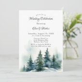 Weihnachtsbaumlandschaft Hochzeit Einladung (Stehend Vorderseite)