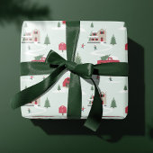 Weihnachtsbaumlandschaft Mongram Geschenkpapier