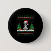 Weihnachtsbaumleuchten Dalmatiner Dog Santa Ugly X Button (Vorderseite)