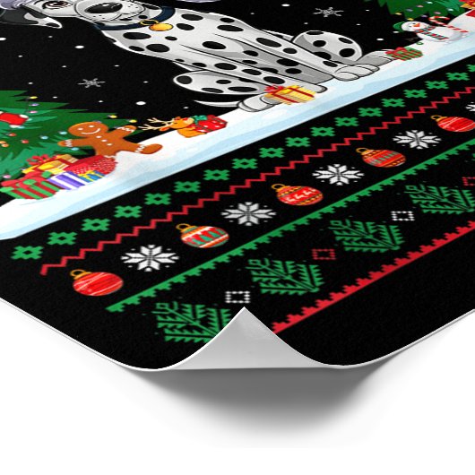 Weihnachtsbaumleuchten Dalmatiner Dog Santa Ugly X Poster (Ecke)