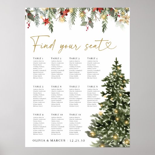 Weihnachtsbaumleuchten Hochzeitstich-Chart-Poster Poster (Vorne)