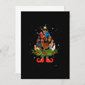 Weihnachtsbaumleuchten Hühner Weihnachtsmannmütze Einladung (Vorne/Hinten)