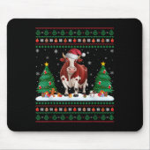 Weihnachtsbaumleuchten Kuh Santa Ugly Xmas Sweater Mousepad (Vorne)