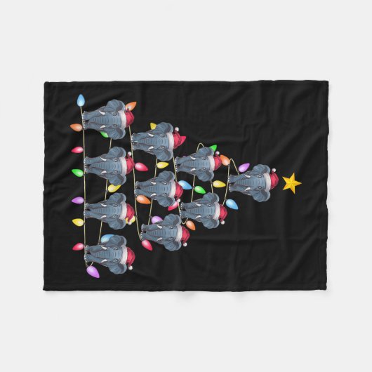 Weihnachtsbaumleuchten Männer Santa Elephant Xma Fleecedecke (Vorderseite (Horizontal))