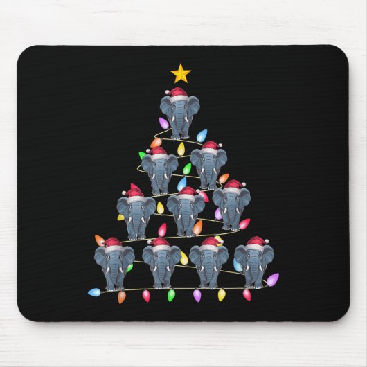 Weihnachtsbaumleuchten Männer Santa Elephant Xma Mousepad (Vorne)