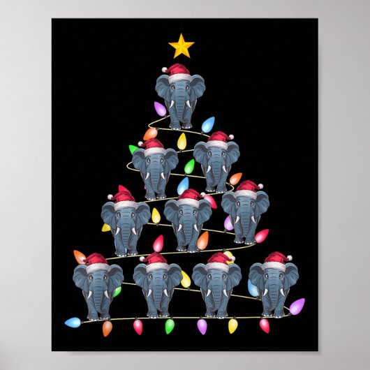 Weihnachtsbaumleuchten Männer Santa Elephant Xma Poster (Vorne)
