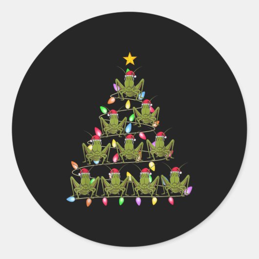 Weihnachtsbaumleuchten Männer Santa Grhopper Xma Runder Aufkleber (Vorderseite)