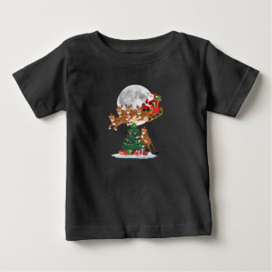 Weihnachtsbaumlichter Lustiger Santa reitet auf Ge Baby T-shirt