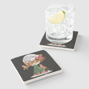 Weihnachtsbaumlichter Lustiger Weihnachtsmann reit Steinuntersetzer