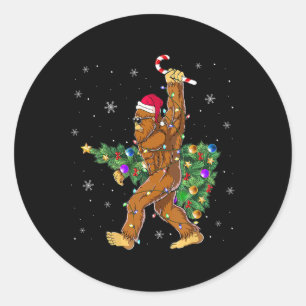 Weihnachtsbaumlichter Sasquatch Liebhaber Runder Aufkleber