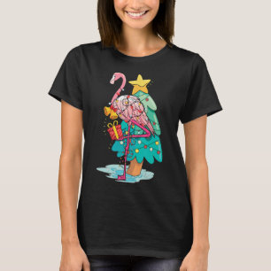 Weihnachtsbaumlichter Tropischer Flamingo Tier Wei T-Shirt