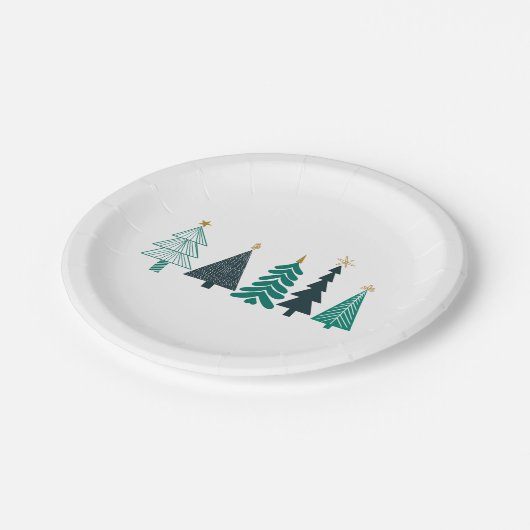 Weihnachtsbaumlinie Papierplatte Pappteller (Schrägansicht)