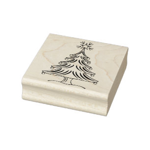 Weihnachtsbaumlinie zeichne Briefmarke Gummistempel