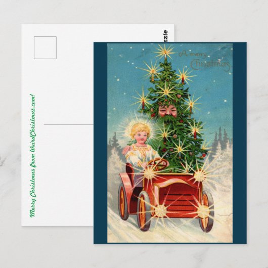 Weihnachtsbaummann im Auto Postkarte (Vorne/Hinten)