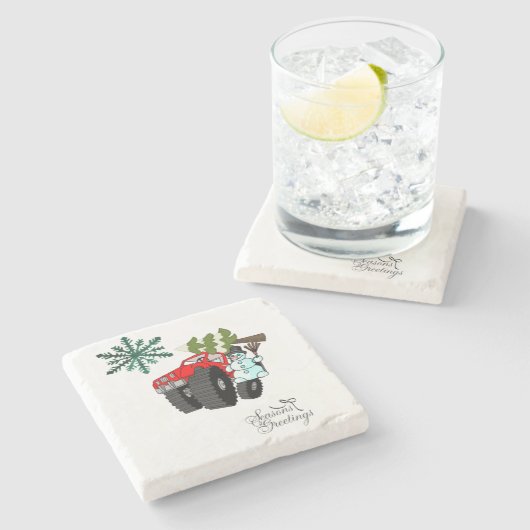 WeihnachtsbaumMarble Stone Untersetzer, Snowman Tr Steinuntersetzer (Seitenansicht)