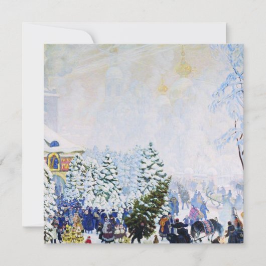 Weihnachtsbaummarkt in Russland (Boris Kustodiev) Karte (Vorderseite)