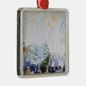 Weihnachtsbaummarkt in Russland (Boris Kustodiev) Ornament Aus Metall (Rechts)