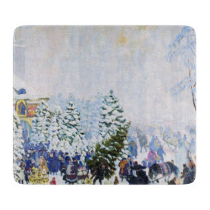 Weihnachtsbaummarkt in Russland (Boris Kustodiev) Schneidebrett