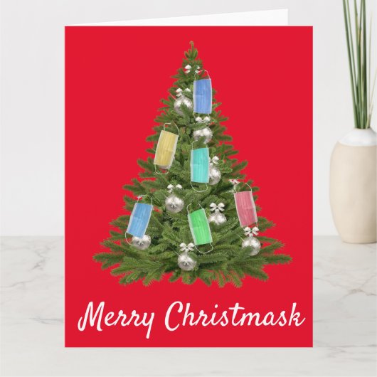 Weihnachtsbaummaske 2020 Merry Christmask Karte (Vorderseite)