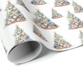 Weihnachtsbaummuster am Strand Geschenkpapier (Rolleneckpunkt)