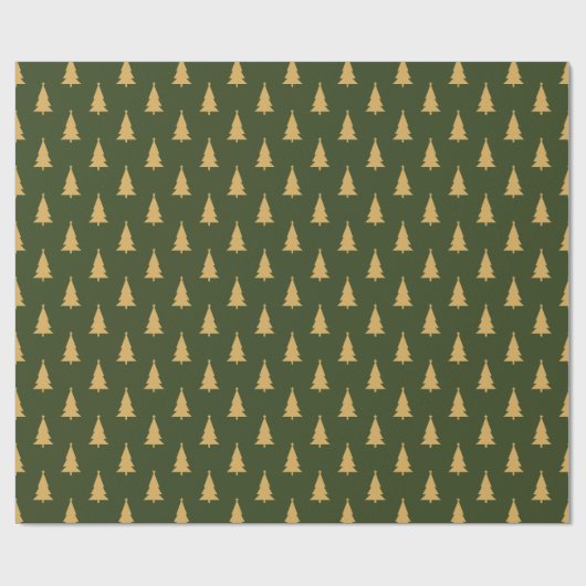 Weihnachtsbaummuster auf Grün Geschenkpapier (Flach)