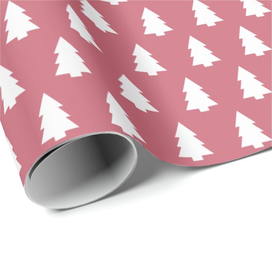 Weihnachtsbaummuster auf Rot Geschenkpapier (Rolleneckpunkt)