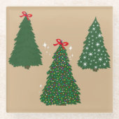 Weihnachtsbaummuster aus festem Tan Glasuntersetzer (Vorderseite)