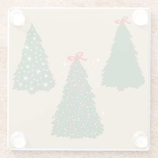 Weihnachtsbaummuster aus festem Tan Glasuntersetzer (Rückseite)