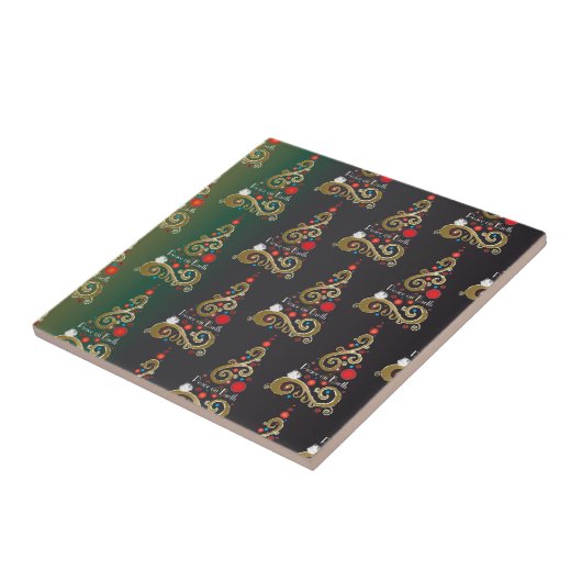 Weihnachtsbaummuster aus grünem Gold Fliese (Seite)