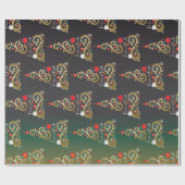 Weihnachtsbaummuster aus grünem Gold Geschenkpapier (Flach)