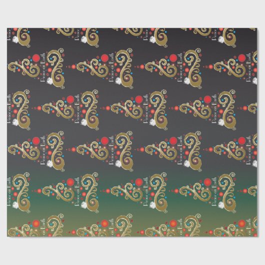 Weihnachtsbaummuster aus grünem Gold Geschenkpapier (Flach)