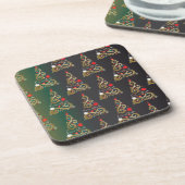 Weihnachtsbaummuster aus grünem Gold Getränkeuntersetzer (Linke Seite)