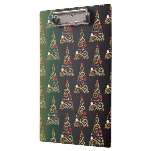 Weihnachtsbaummuster aus grünem Gold Klemmbrett (Links)