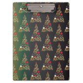 Weihnachtsbaummuster aus grünem Gold Klemmbrett (Vorderseite)