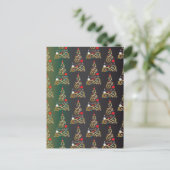 Weihnachtsbaummuster aus grünem Gold Postkarte (Stehend Vorderseite)