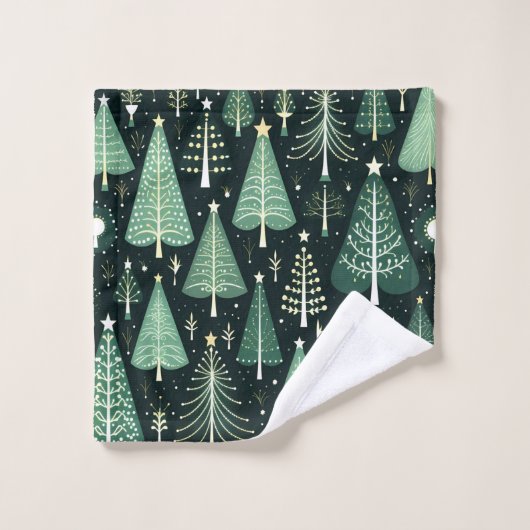 Weihnachtsbaummuster Badhandtuch Set (Waschlappen)