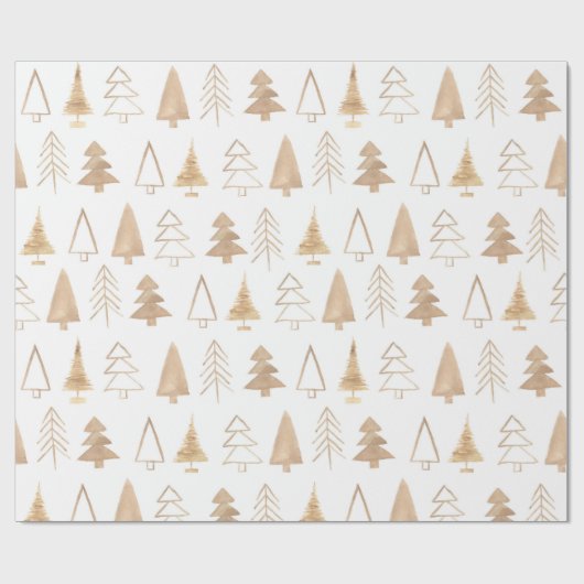 Weihnachtsbaummuster | Beige | Minimalistisch Geschenkpapier (Flach)