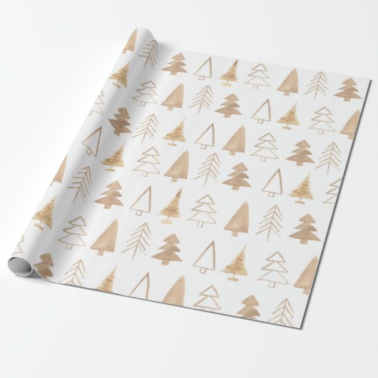 Weihnachtsbaummuster | Beige | Minimalistisch Geschenkpapier (Ungerollt)
