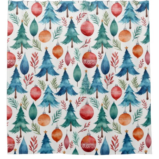 Weihnachtsbaummuster Duschvorhang (Vorderseite)