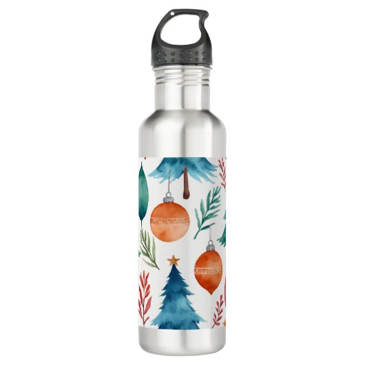 Weihnachtsbaummuster Edelstahlflasche (Vorderseite)