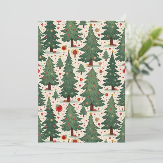 Weihnachtsbaummuster Einladung (Stehend Vorderseite)