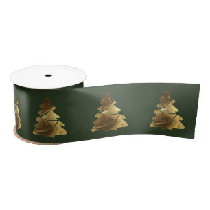 Weihnachtsbaummuster Elegant Hunter Green Gold Satinband