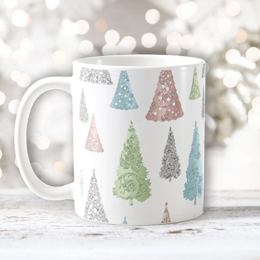 Weihnachtsbaummuster Eleganter Glitzer Pastel Kaffeetasse
