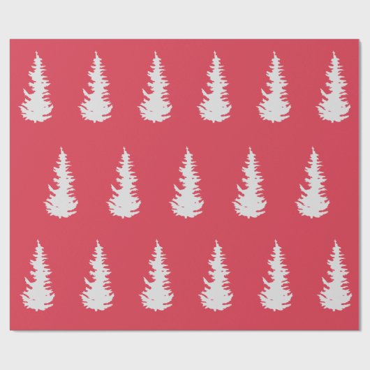 Weihnachtsbaummuster Elegantes Rotes Weißes Gesche Geschenkpapier (Flach)