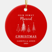 Weihnachtsbaummuster | Erste Verheiratete Weihnach Keramik Ornament (Vorne)