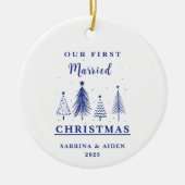 Weihnachtsbaummuster |Erste Verheiratete Weihnacht Keramik Ornament (Vorne)