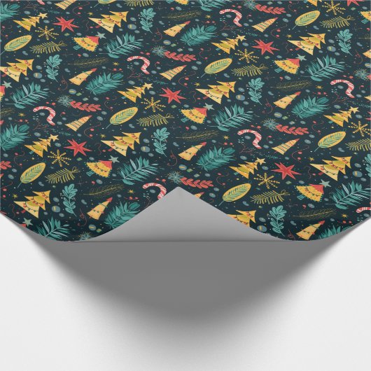 Weihnachtsbaummuster - Feierlicher Urlaub Geschenkpapier (Ecke)